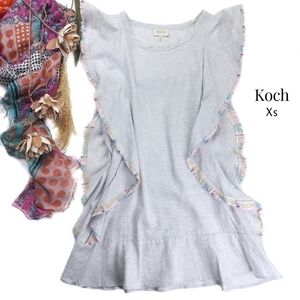 Koch Grey Cotton Linen Smock Dress Size Xs